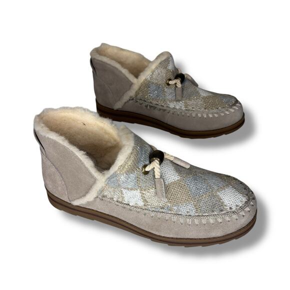 Muk Luks Size 11 Ziggy Wilshire Bootie House Shoe Beige Wool Blend Memory Foam - Picture 5 of 8